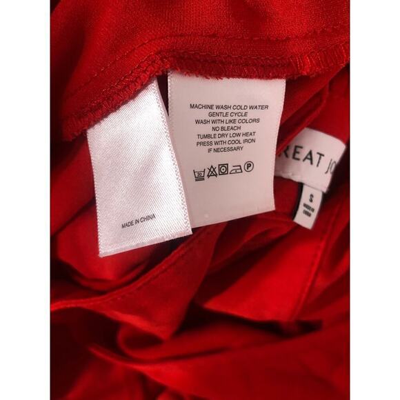 Great Jones Dress Short Sleeve Surplice V-Neck Tie Waist Wrap Maxi Red Small - Picture 11 of 12